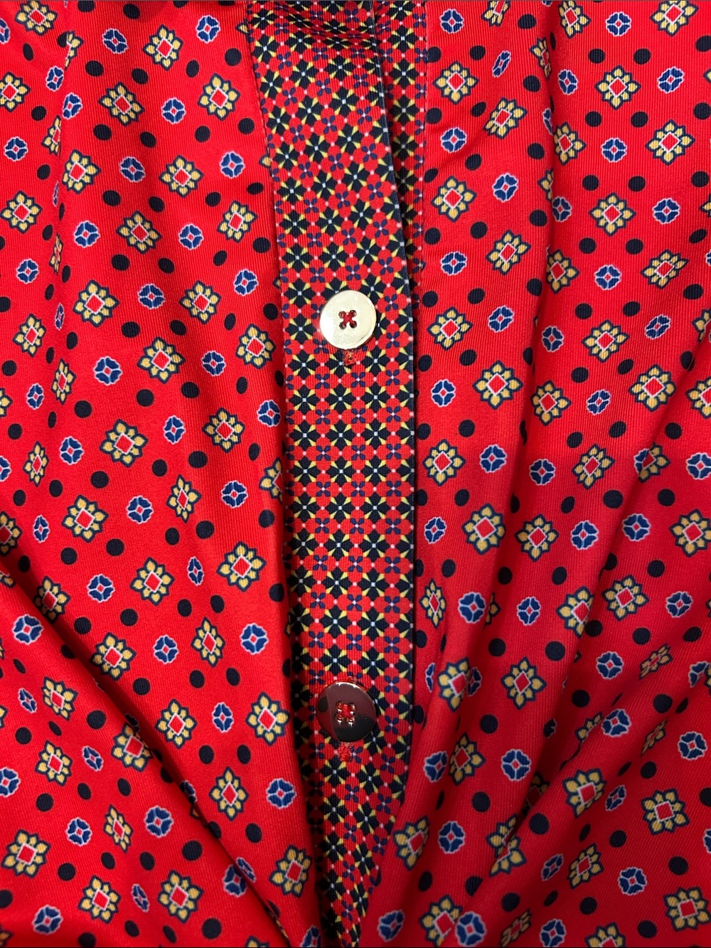 Gretchen Scott Designs Red Printed Midi Shirt Dress - Picture 3 of 13